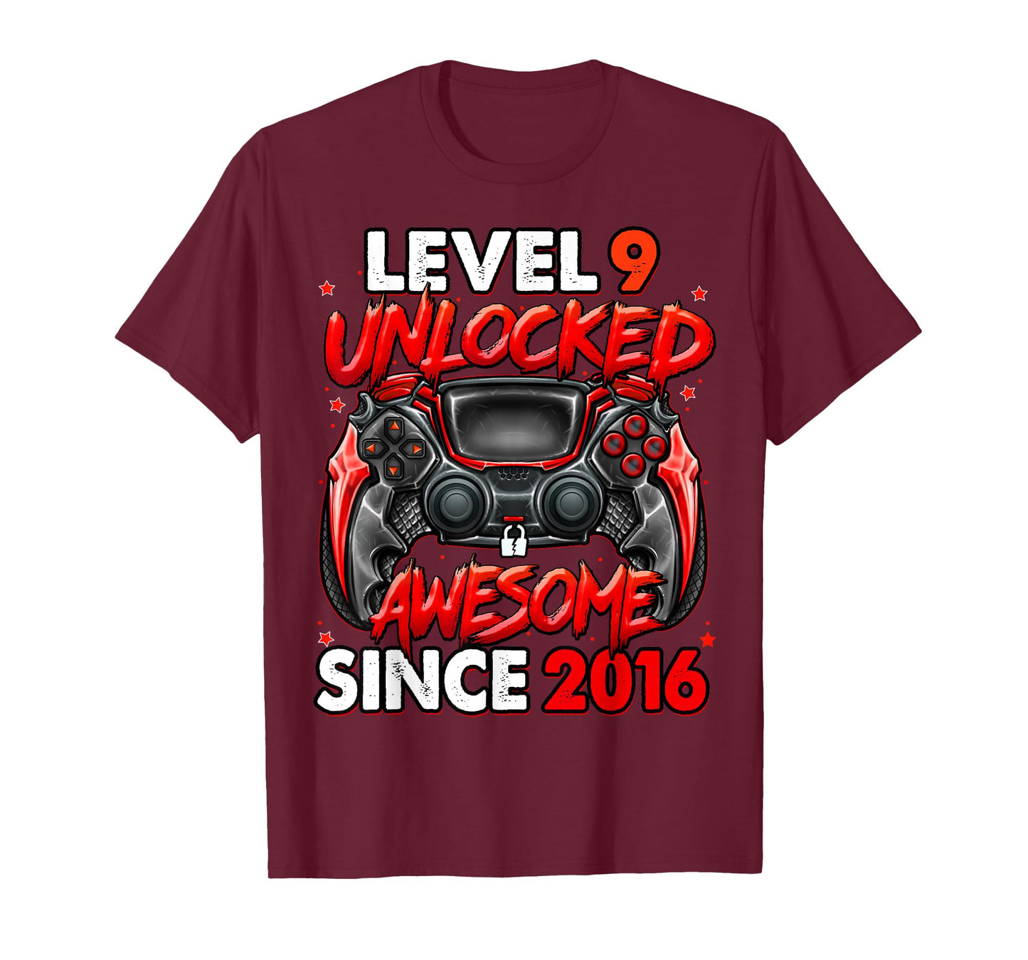 Level 9 Unlocked Awesome Since 2016 9th Birthday Gaming T-Shirt