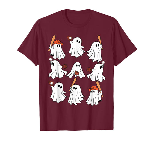 Boo Ghost Halloween Baseball Happy Halloween Baseball Lover T-Shirt