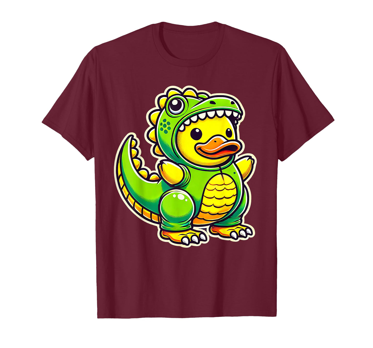 Funny Yellow Rubber Duck Dinosaur Dino Duck Halloween Boys T-Shirt