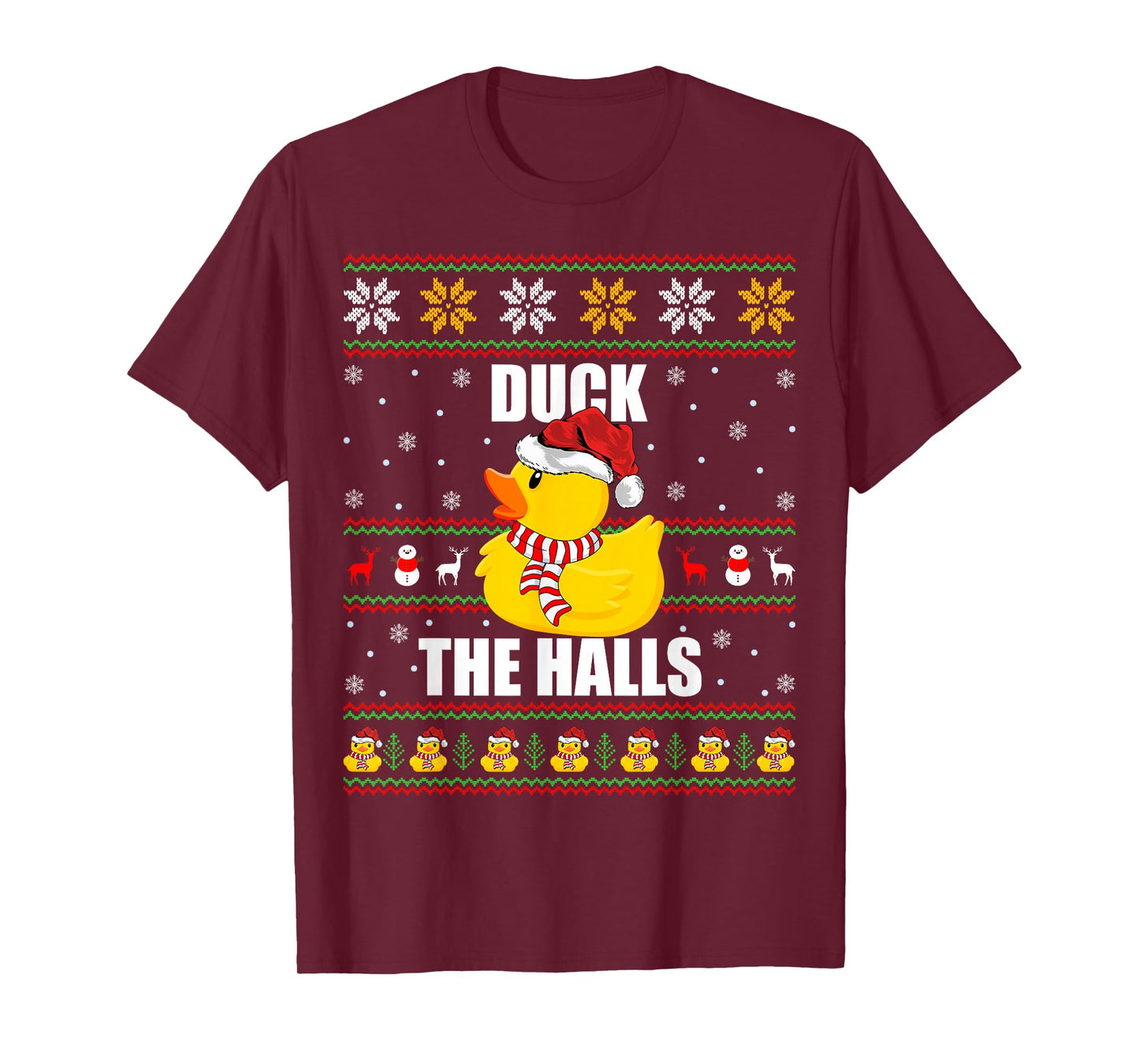 Ugly Xmas Sweater Style Funny Rubber Duck Christmas Pajamas T-Shirt