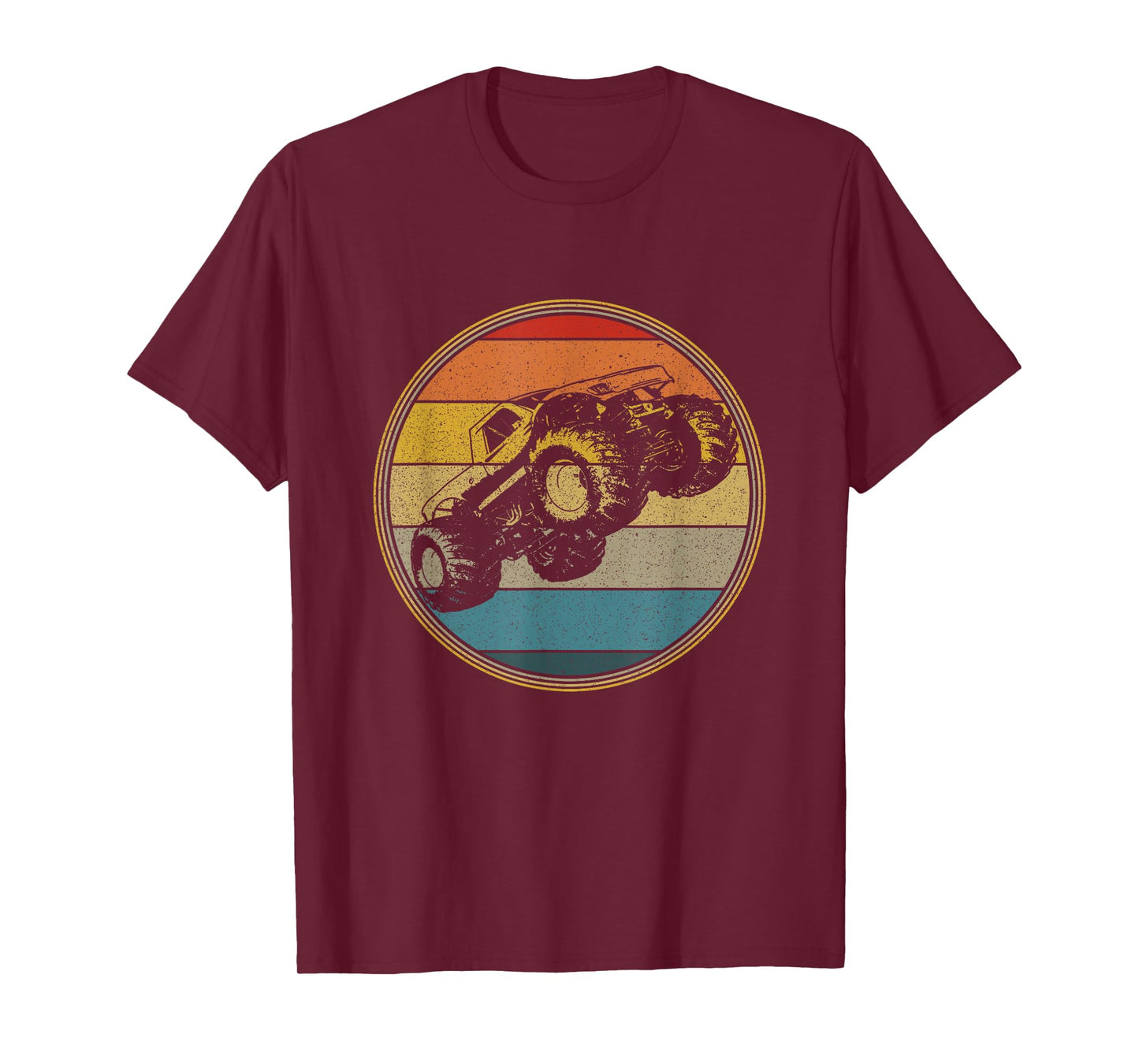 Monster Truck Vintage Retro Style Sun Design T-Shirt
