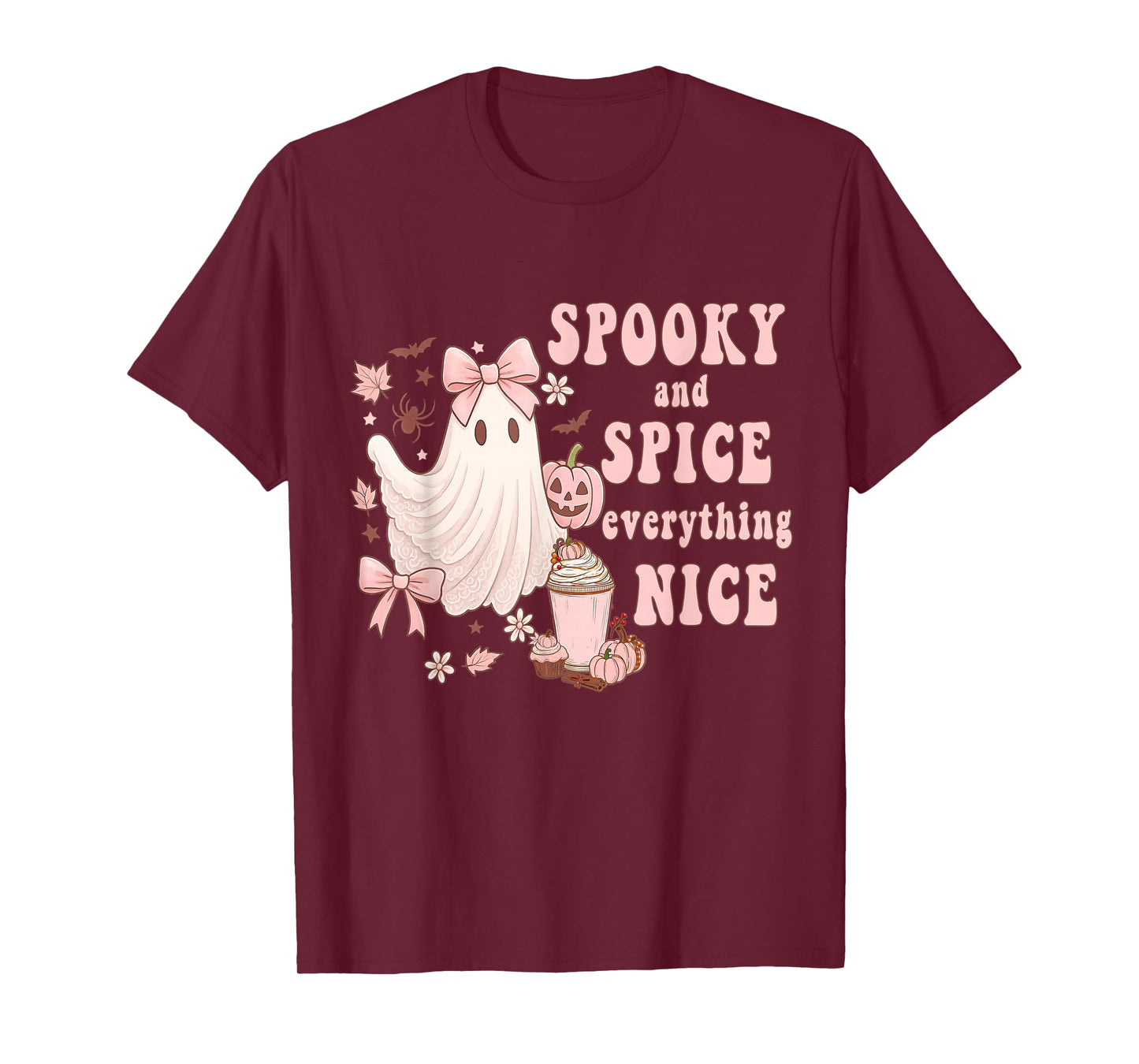 Spooky and Spice Everything Nice Pink Ghost Halloween T-Shirt