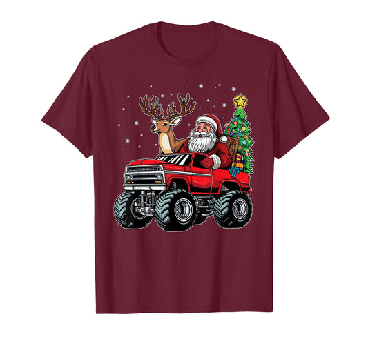 Christmas Santa Claus Monster Truck Lover Funny Xmas Costume T-Shirt