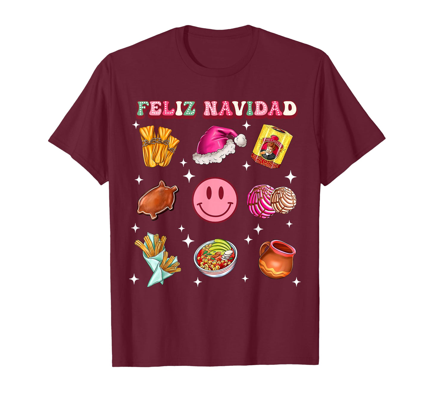 Feliz Navidad Mexican Christmas Mexico Food Men Women Kids T-Shirt