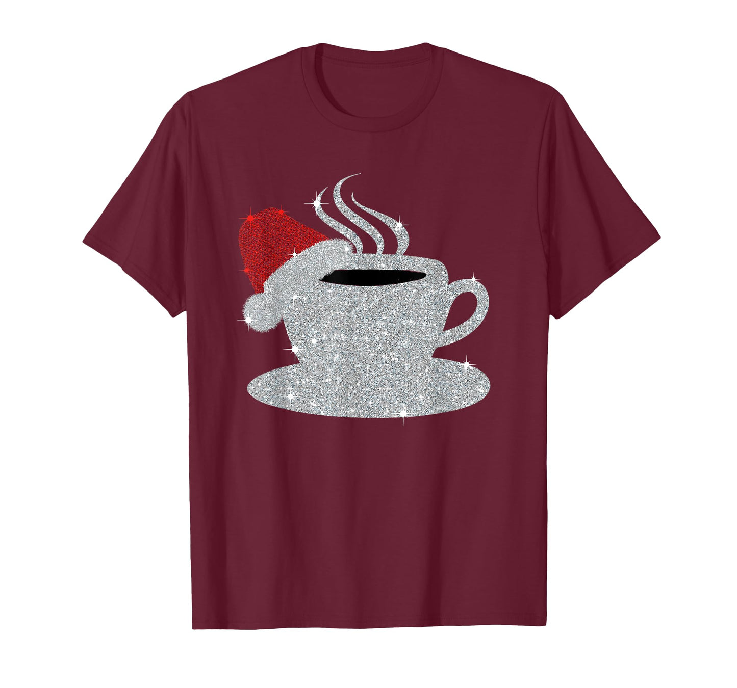 Christmas Hot Coffee Cup Santa's Hat Xmas Holidays Gift Tee T-Shirt