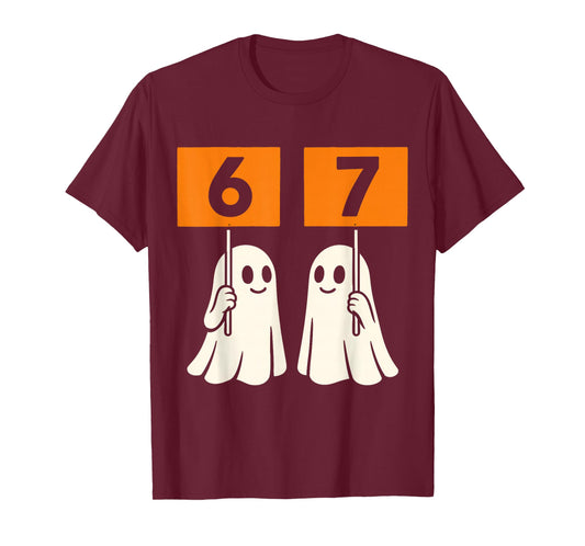 Funny 67 Meme Halloween Trendy Six Seven Ghosts 6-7 Humor T-Shirt