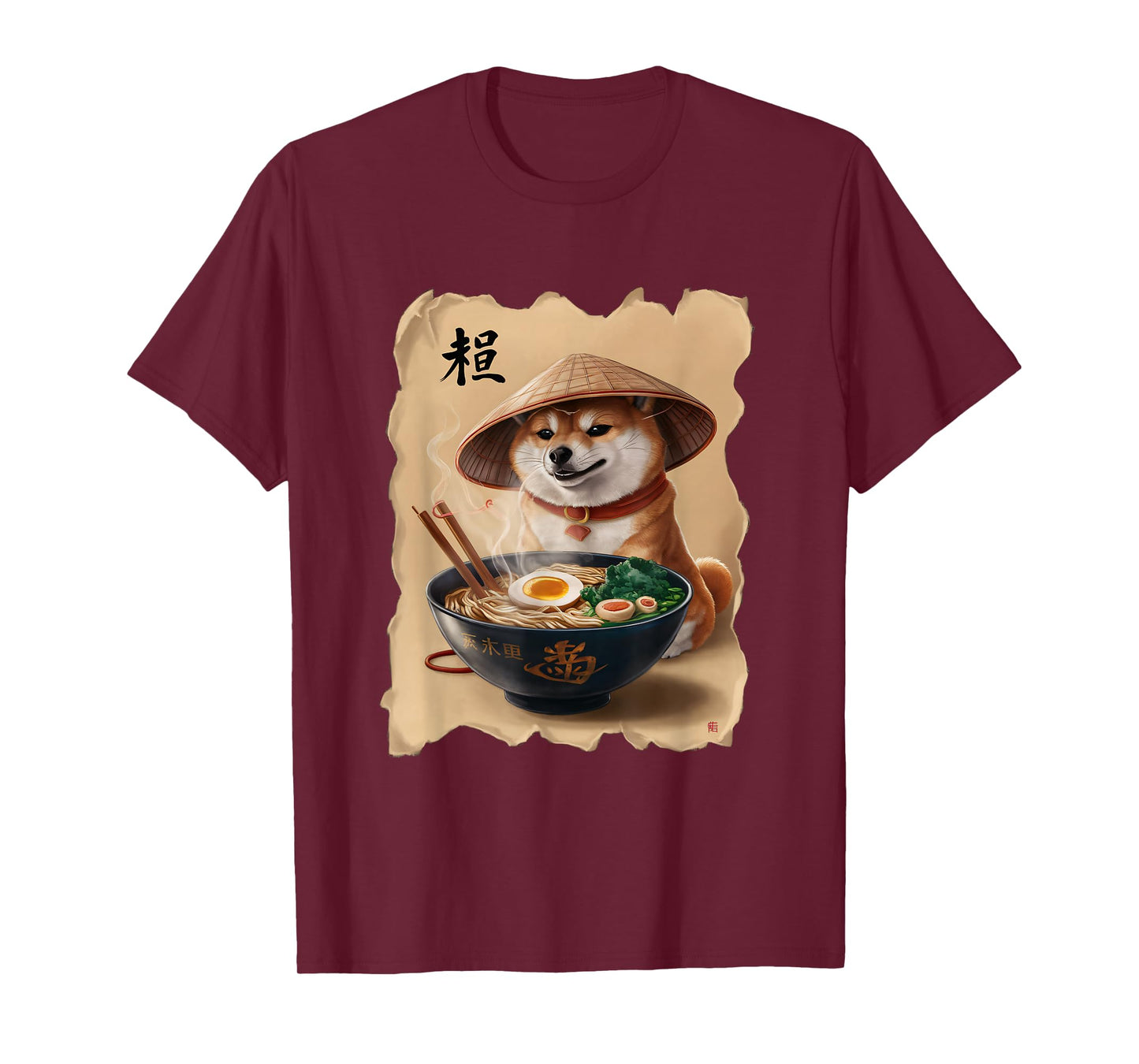 Men Woman Kawaii Eating Ramen Japanese Shiba Inu T-Shirt