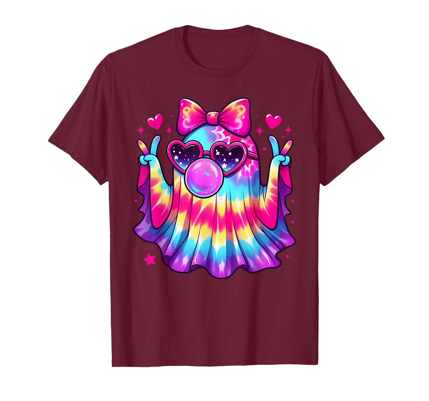 Cute Ghost Bubble Gum Coquette Bow Halloween Costume Women T-Shirt