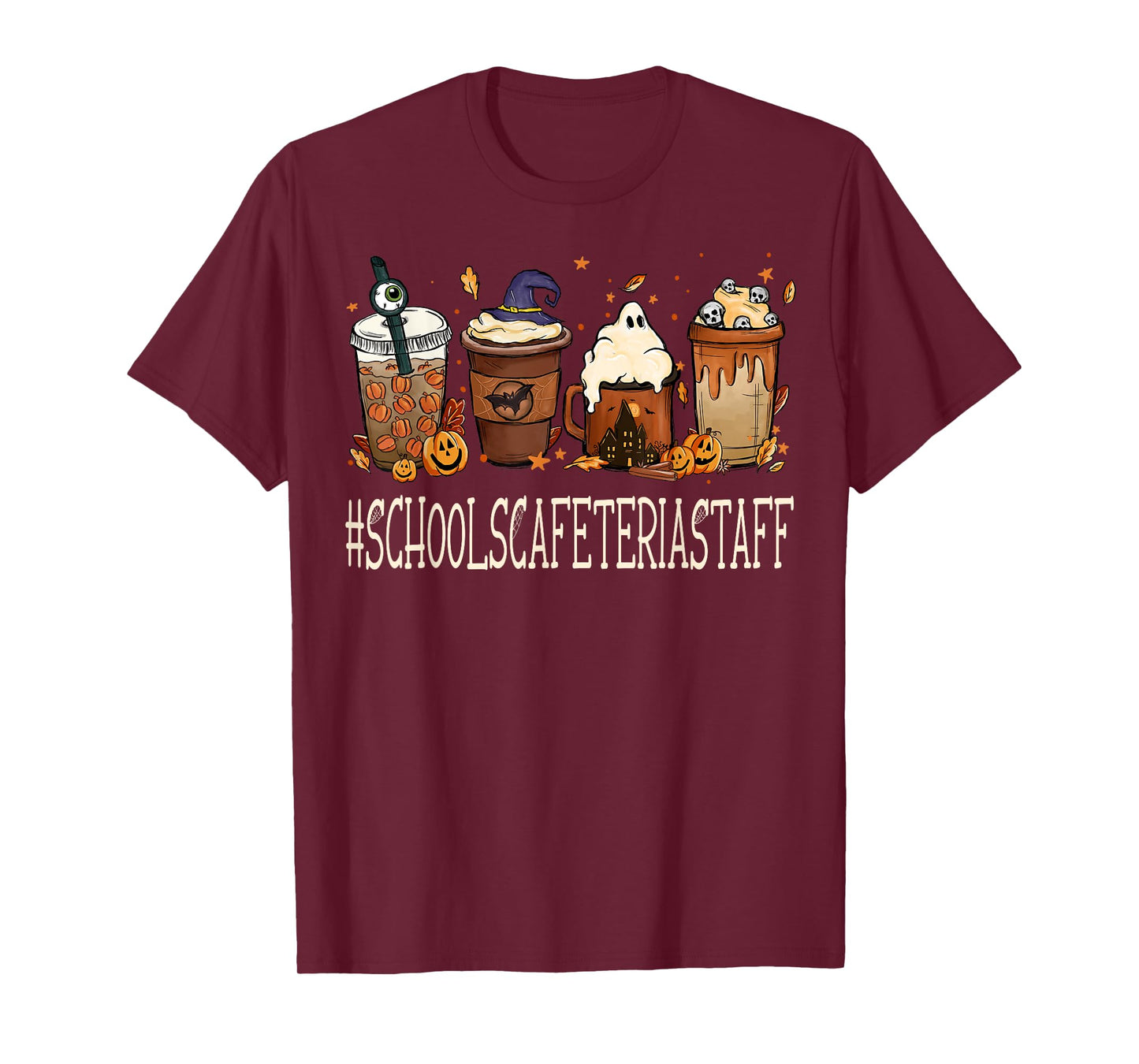 Schools Cafeteria Staff Horror Fall Coffee Halloween Pumpkin T-Shirt