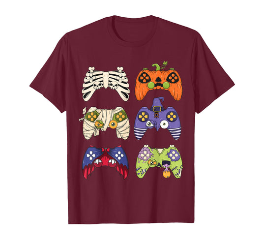 Halloween Skeleton Zombie Gaming Controller Mummy Boys gamer T-Shirt