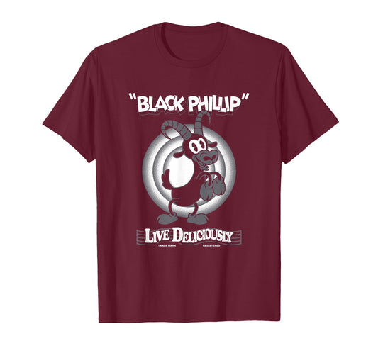 Live Deliciously - Vintage Cartoon Goat - Black Phillip T-Shirt
