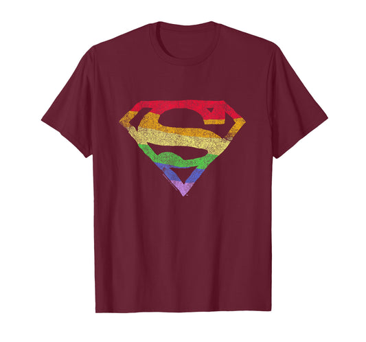 Superman Rough Rainbow Pride logo T-Shirt