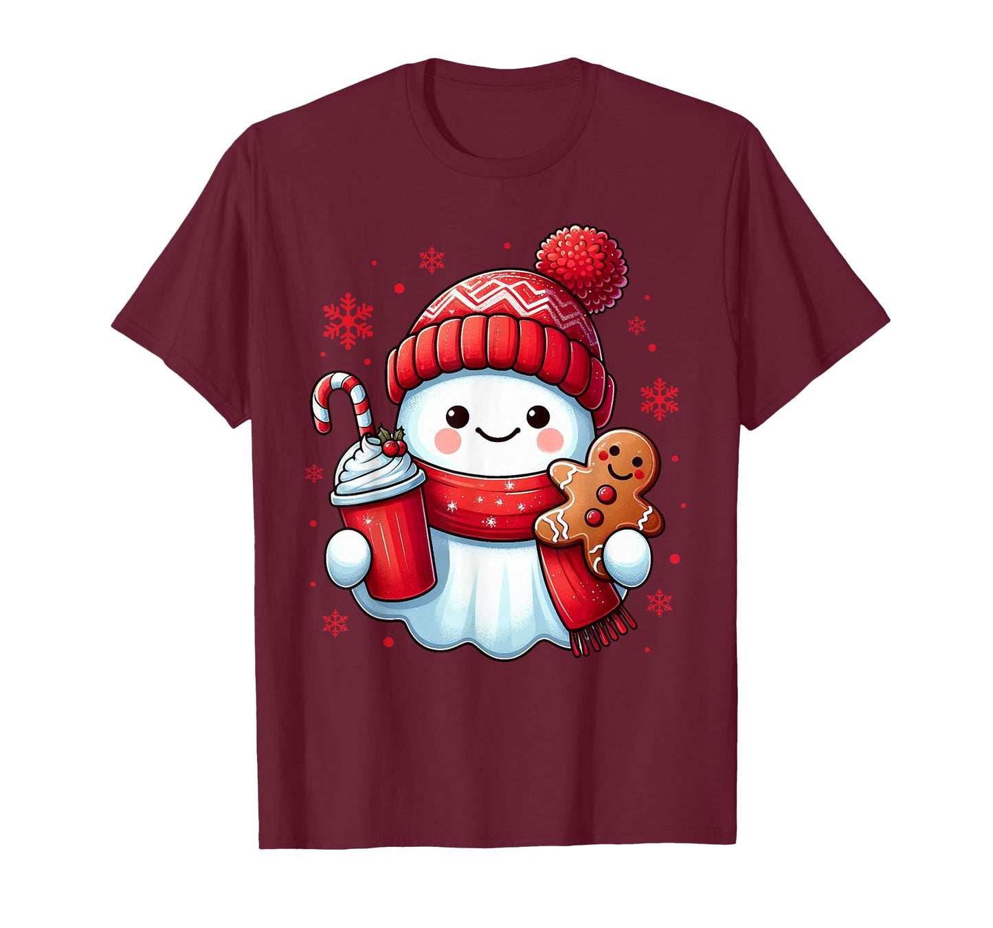 Cute Ghost Christmas Gingerbread Funny Xmas for Girl Kids T-Shirt