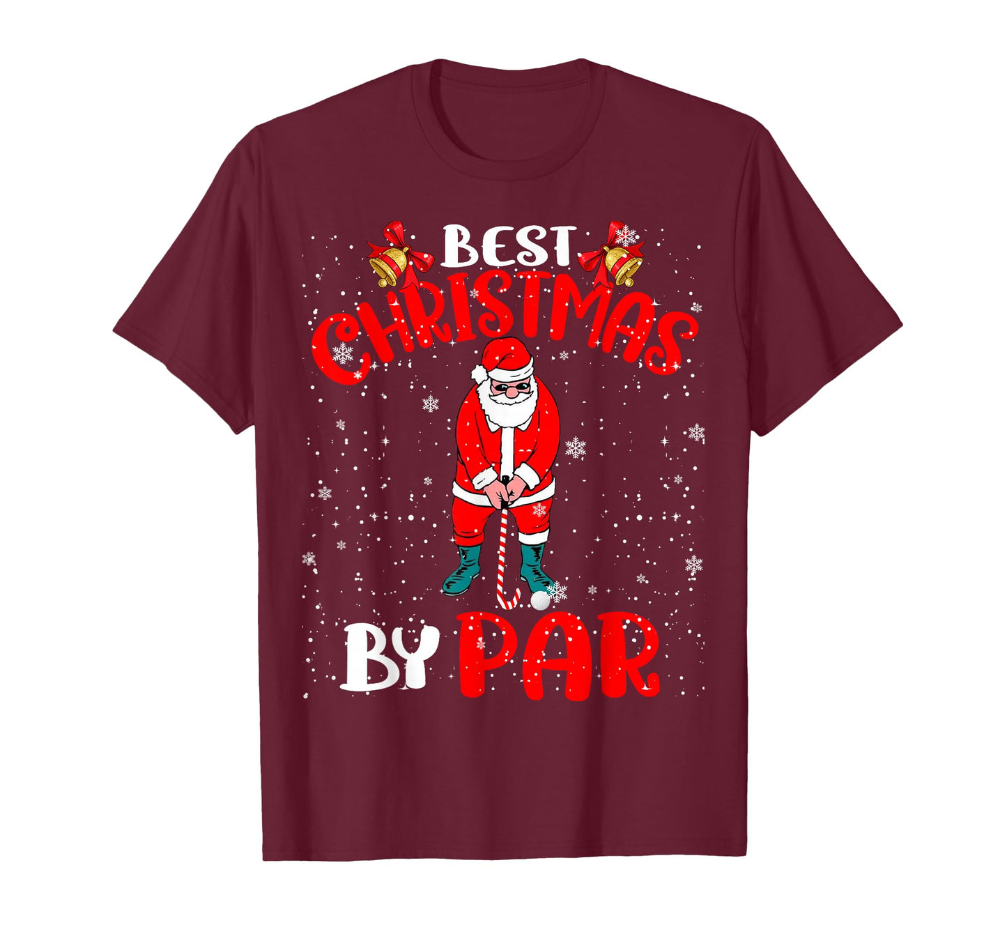 Best Christmas By Par Funny Christmas Santa Golf Player T-Shirt