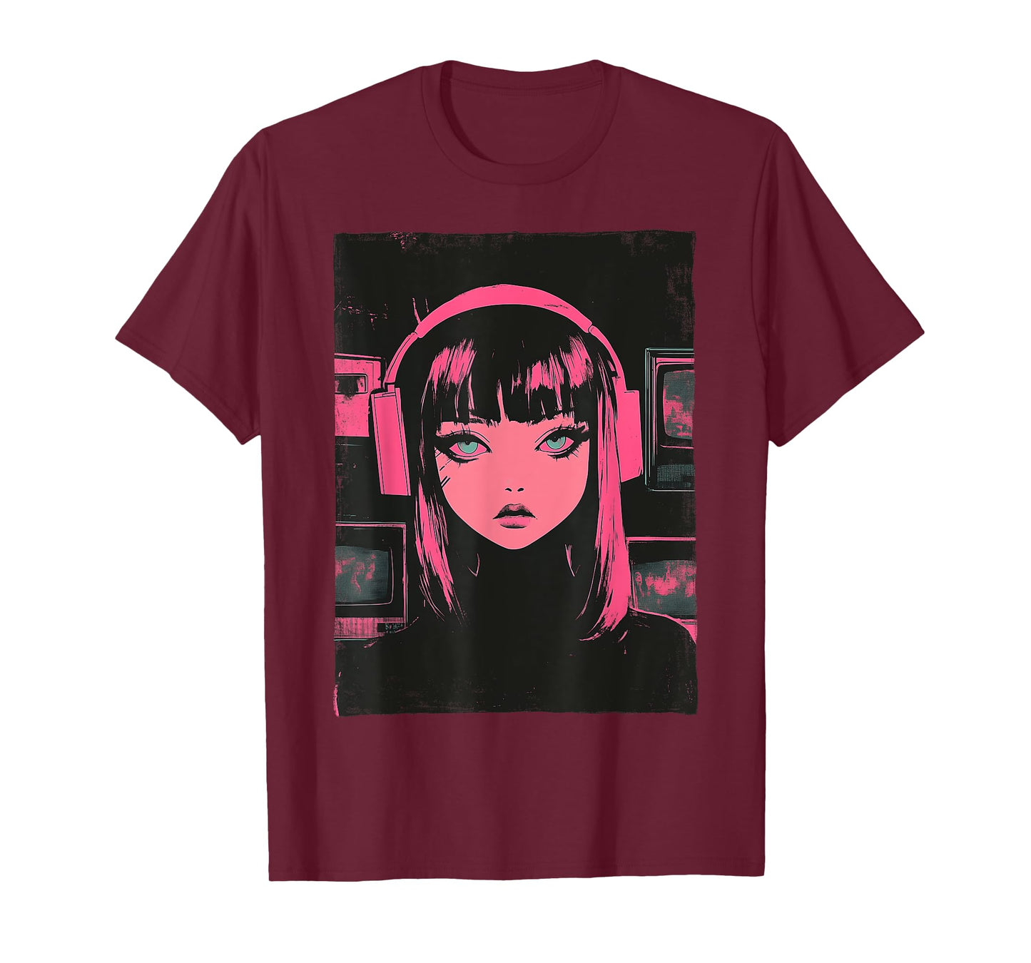 Cute E-girl Anime Vaporwave Cyber Goth Distressed Grunge T-Shirt