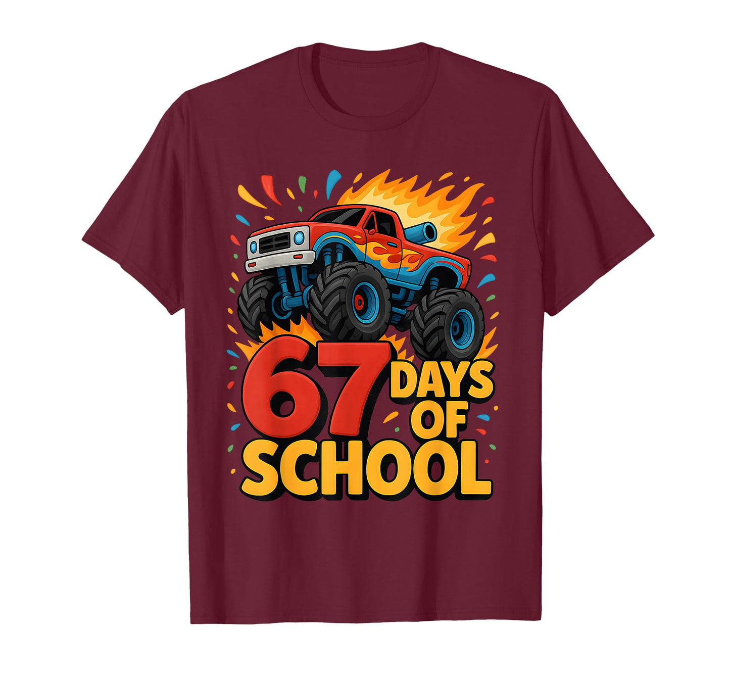 67 Days of School Monster Truck 100th Day of School Boys T-Shirt