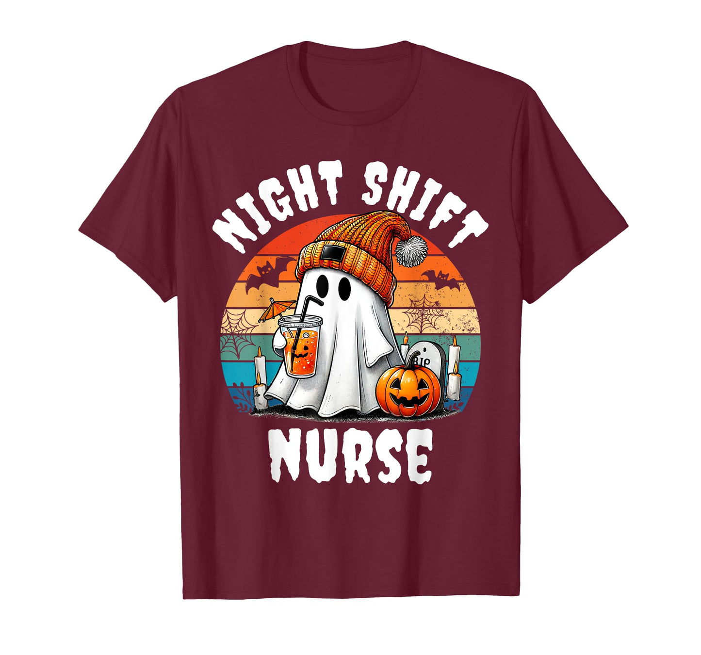 Funny Night Shift Nurse Ghost Boo Halloween RN Nurses Coffee T-Shirt