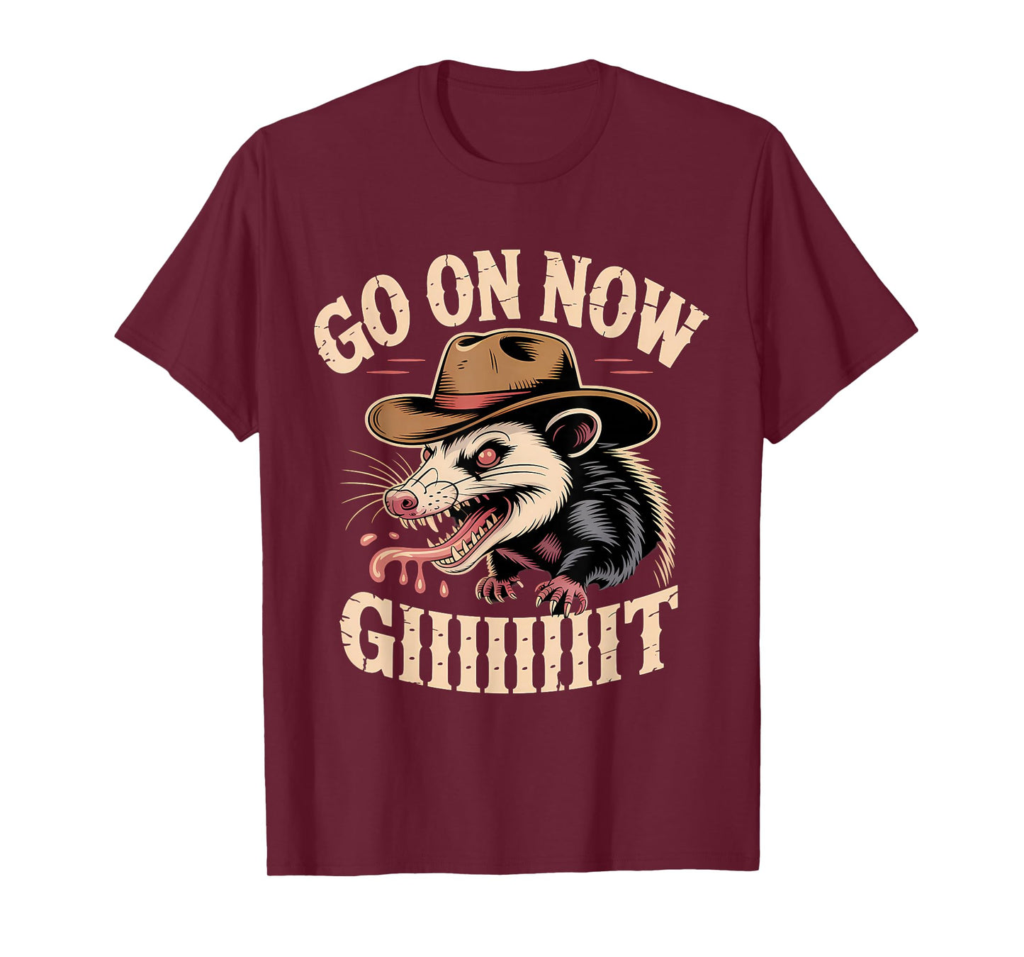 Western Country Cowboy Go On Now Git Vintage Western Opossum T-Shirt