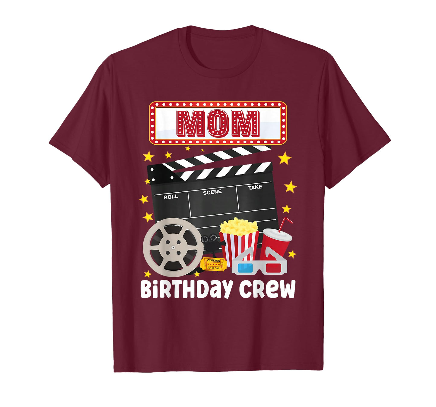 Mom Birthday Crew Movie Night Theme Matching Party T-Shirt