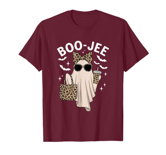 Coquette Leopard Ghost Coffee Boo-JEE Halloween Boujee Ghost T-Shirt