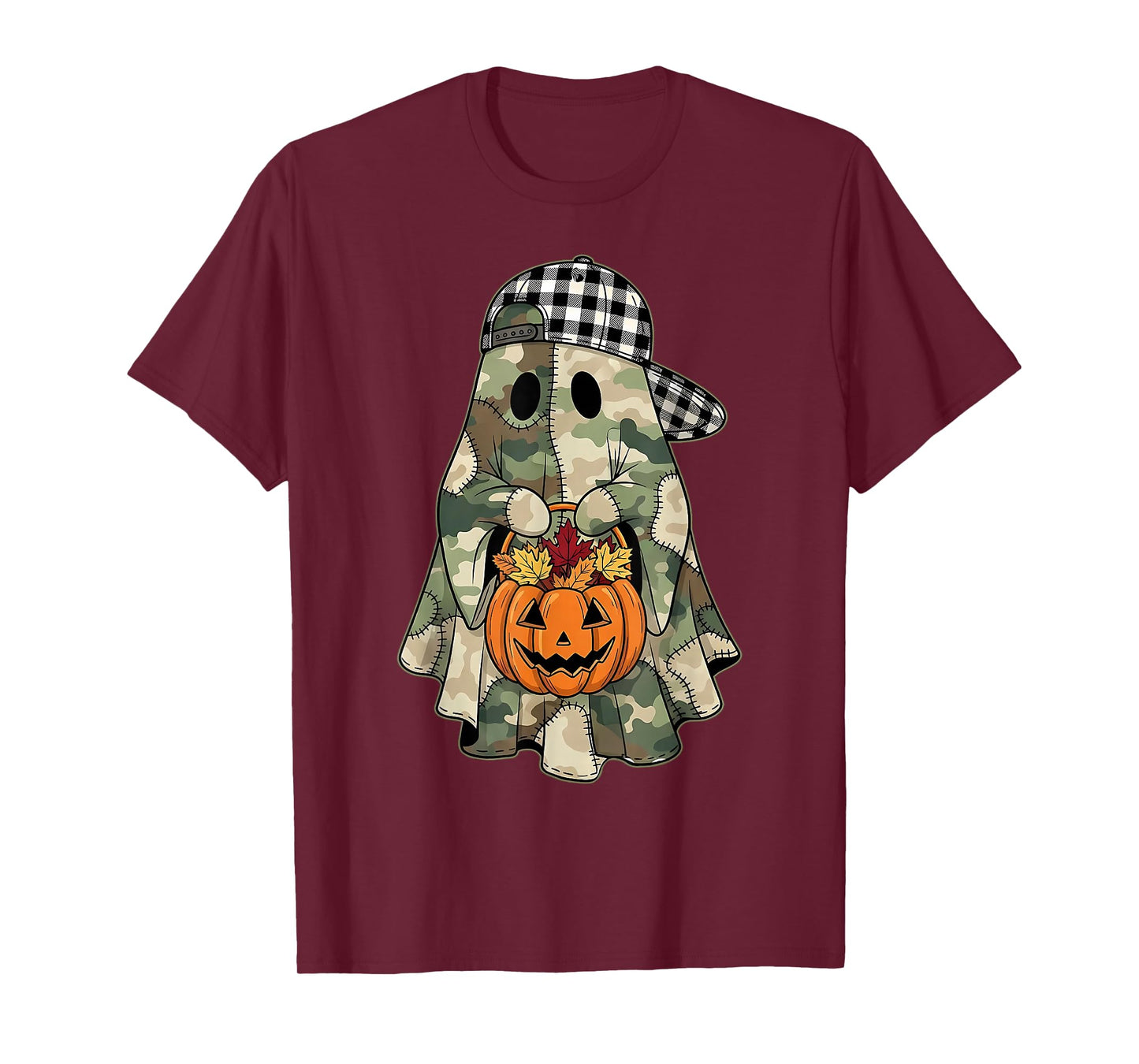 Camo Ghost Candy Hunter Halloween Spooky Dude Funny Boys Kid T-Shirt