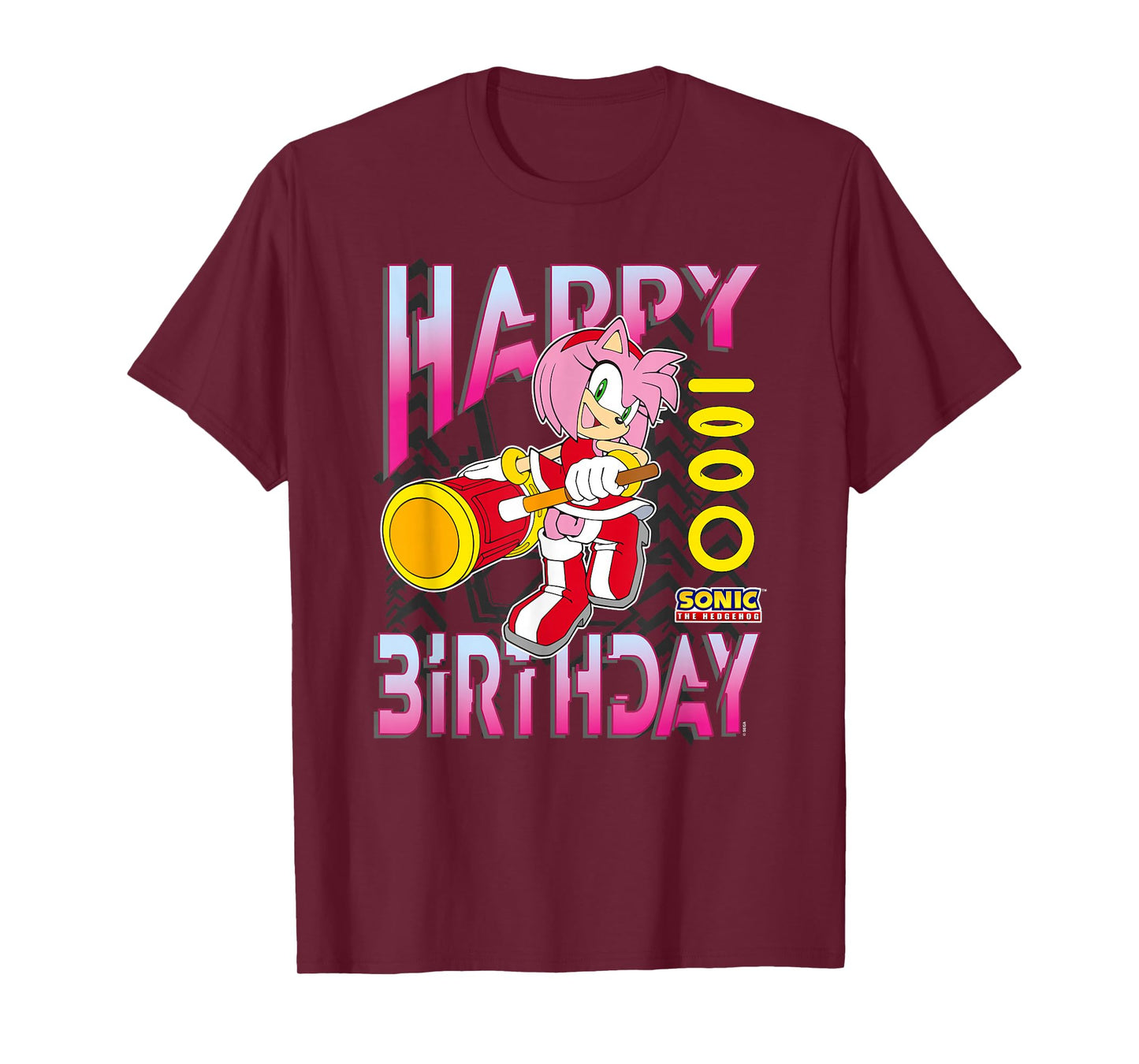 Sonic The Hedgehog Happy Birthday Amy Grid Chest Poster T-Shirt