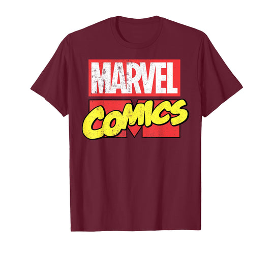 Marvel Comics Classic Distressed Red & Yellow Title Logo T-Shirt