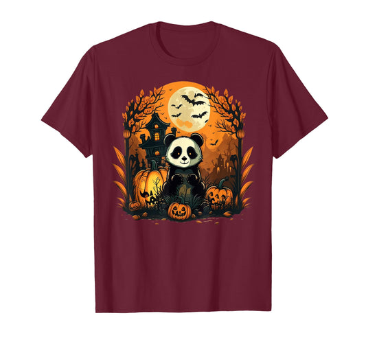 Pumpkin Panda costume on Panda Halloween T-Shirt