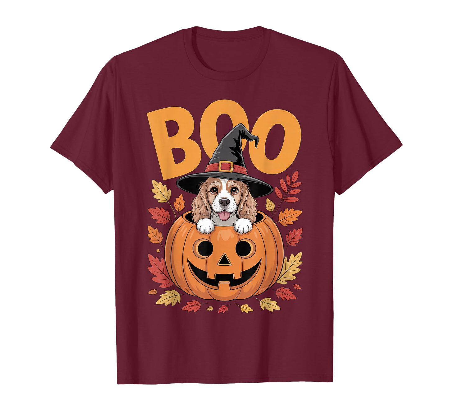 Cocker Costume on Pumpkin Halloween Cocker Spaniel T-Shirt