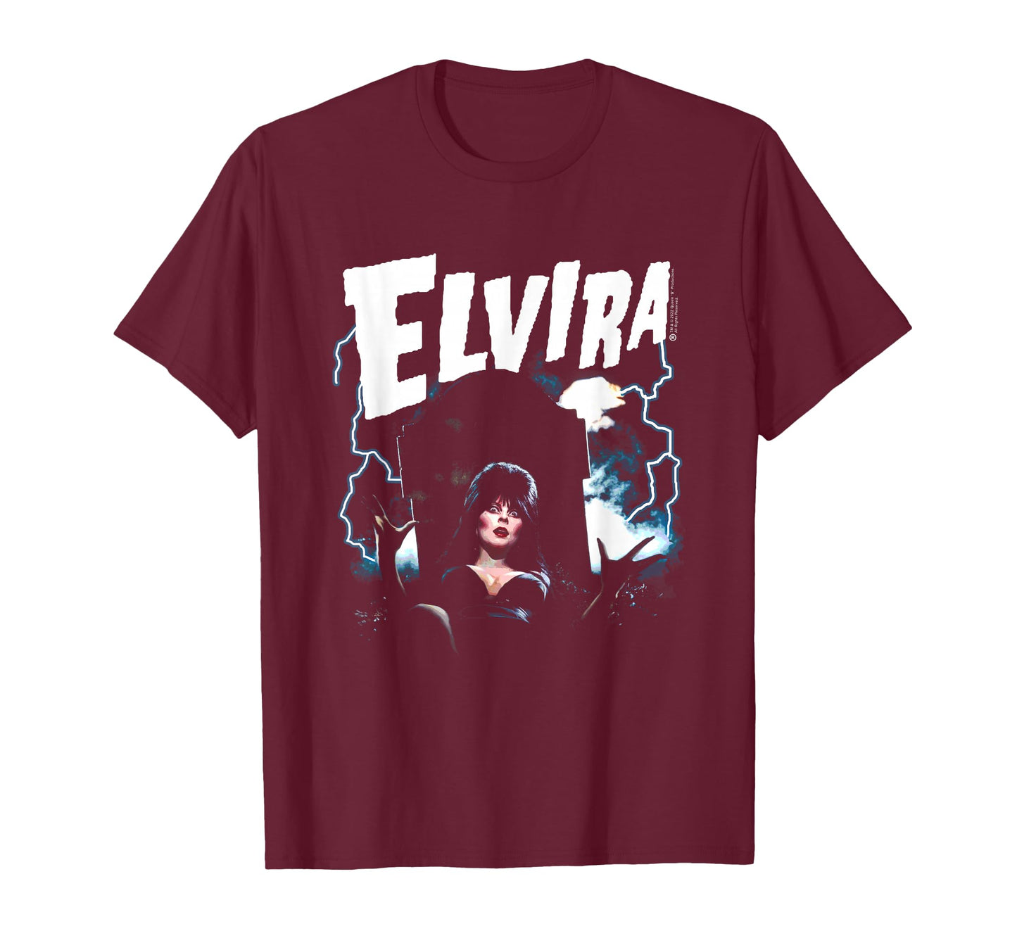 Elvira, Mistress of The Dark Grave and Lightning T-Shirt Small
