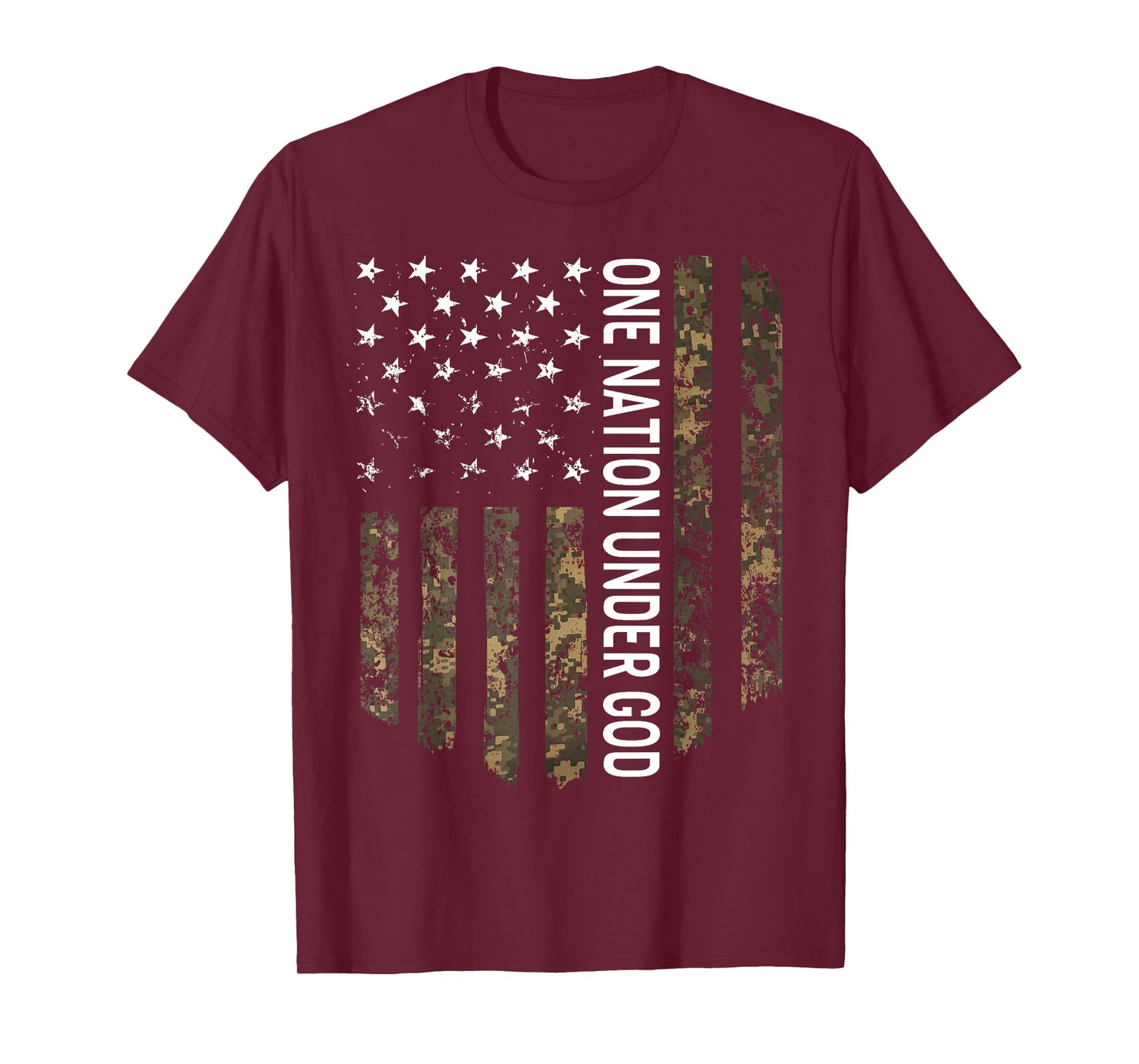 Patriotic American Flag Camo One Nation Under God USA Gift Women Men T-Shirt