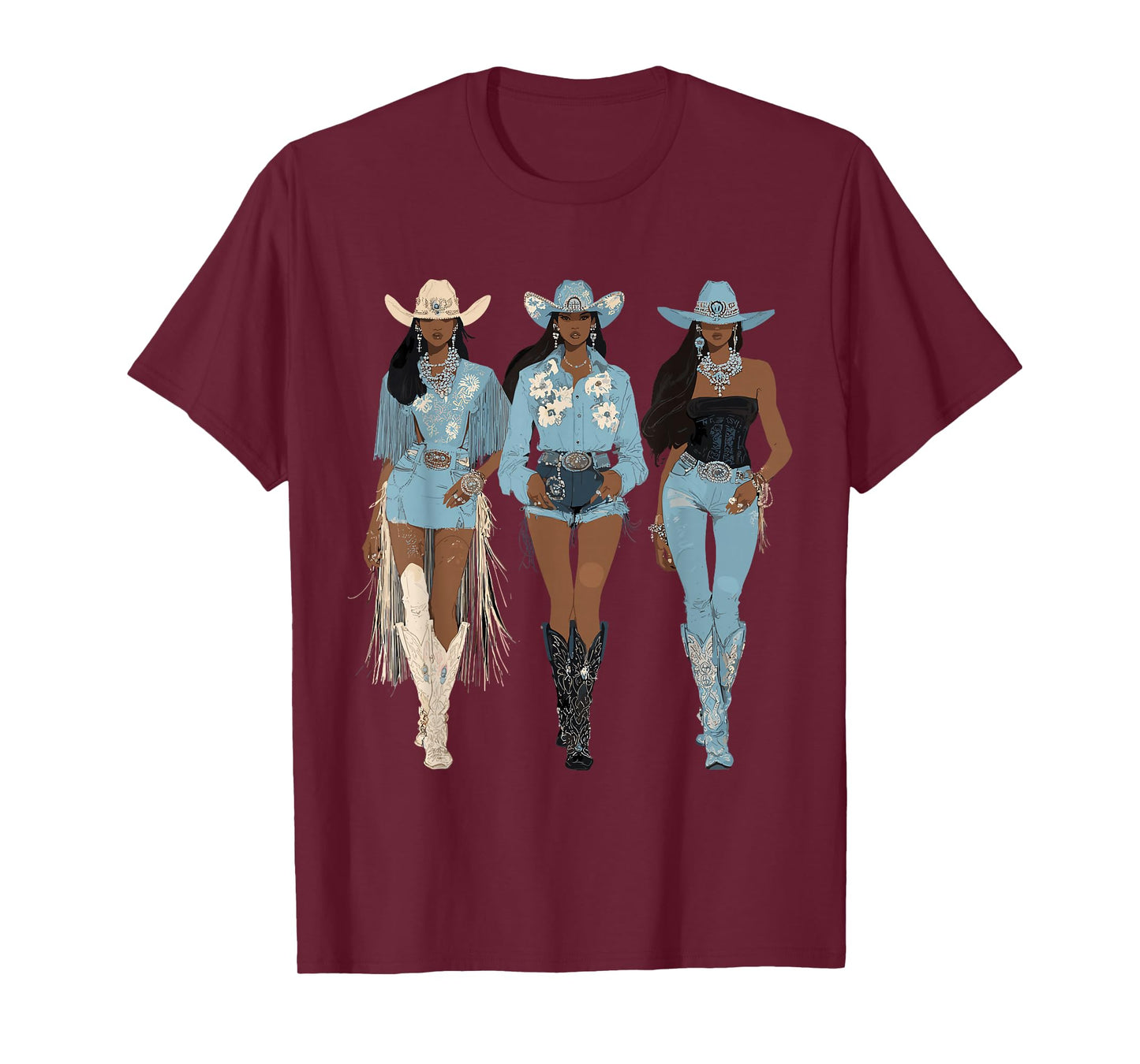 Black African American Cowgirl Western Country Texas Rodeo T-Shirt
