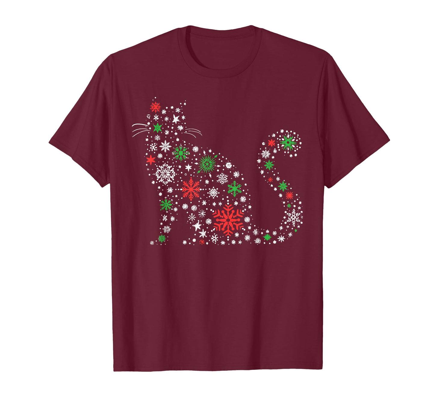 Christmas Cat Silhouette Snowflakes Xmas Women Girls Kids T-Shirt