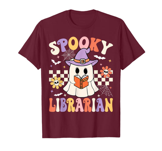 Groovy Spooky Librarian Halloween Library ghost Librarian T-Shirt