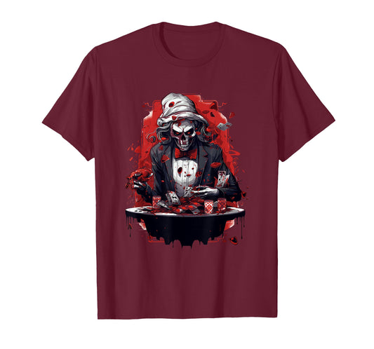 Funny Poker Skeleton Card Player Casino Gambler Poker T-Shirt