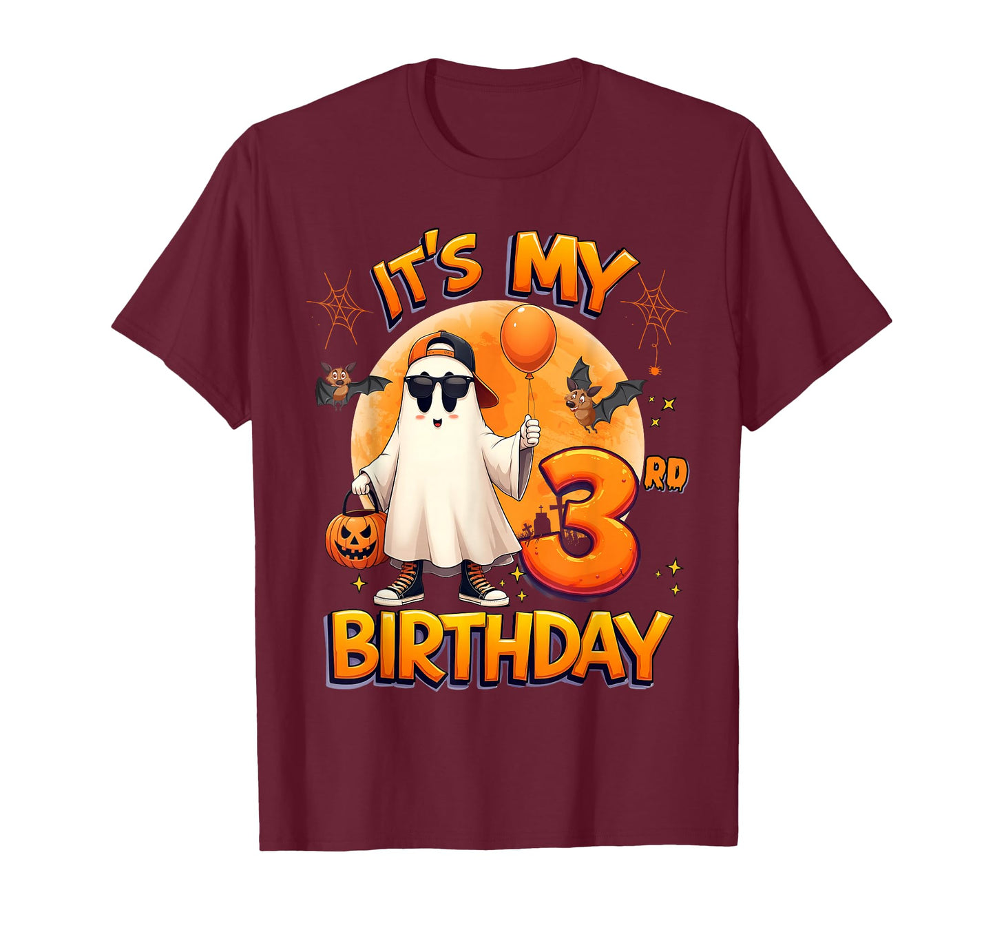 Kids It's My 3rd Birthday Boy Ghost Halloween 3 Years Old T-Shirt