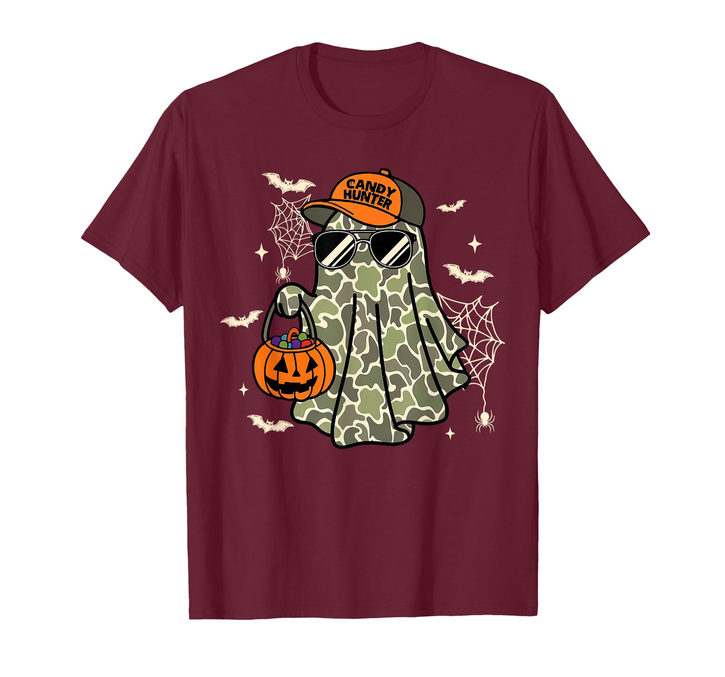Camo Ghost Candy Hunter Halloween Spooky Dude Funny Boys Kid T-Shirt