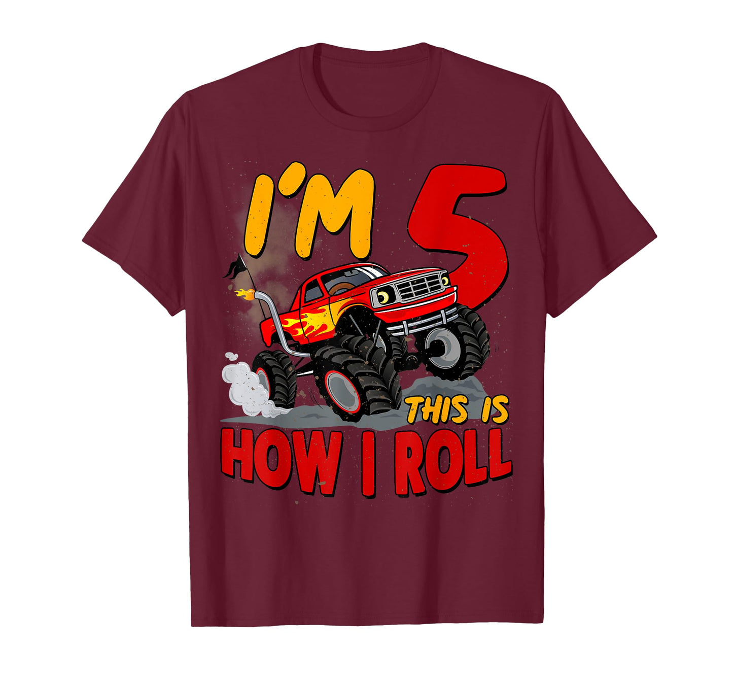 5th Birtdhay T Shirt Monster Truck 5 Years Old Boy Gift T-Shirt
