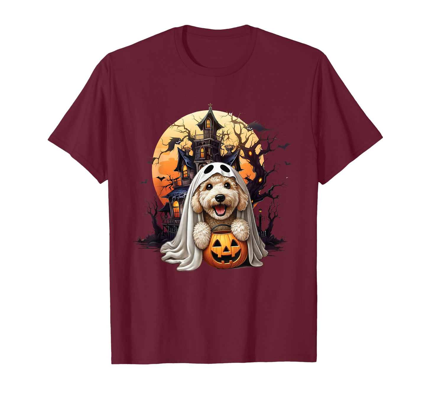 Playful Halloween Doodle Dog Ghost Design Fun for Dog Love T-Shirt