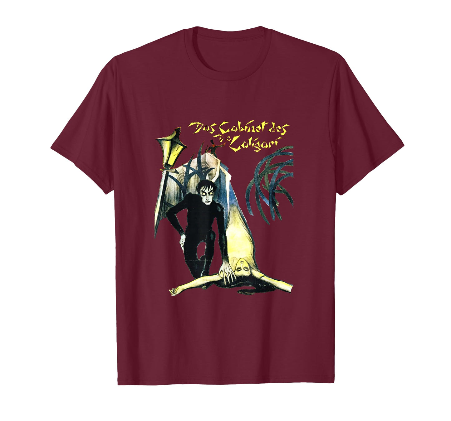 Silent Era German Expressionist Horror Cinema The Cabinet of Dr Caligari T-Shirt, Small, Black