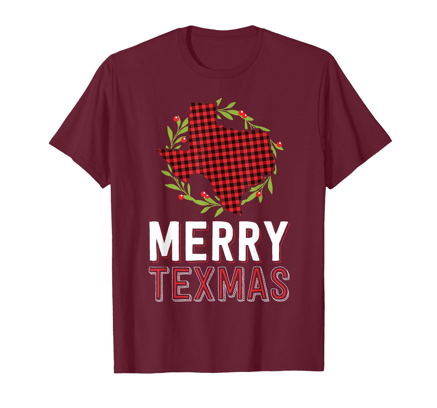 Merry Texmas Texas Yall Red Buffalo Plaid Family Christmas T-Shirt