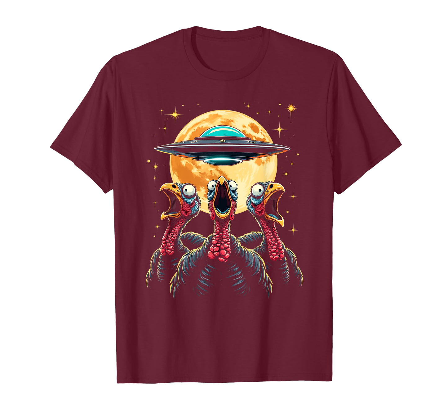 Funny Turkey Abduction Full Moon - Alien Thanksgiving UFO T-Shirt