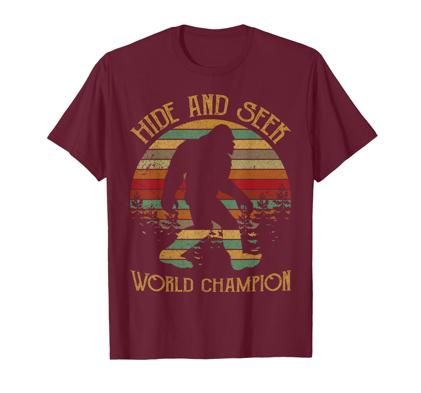 Retro Vintage Bigfoot Yeti Sasquatch Hide And Seek Tee Shirt T-Shirt