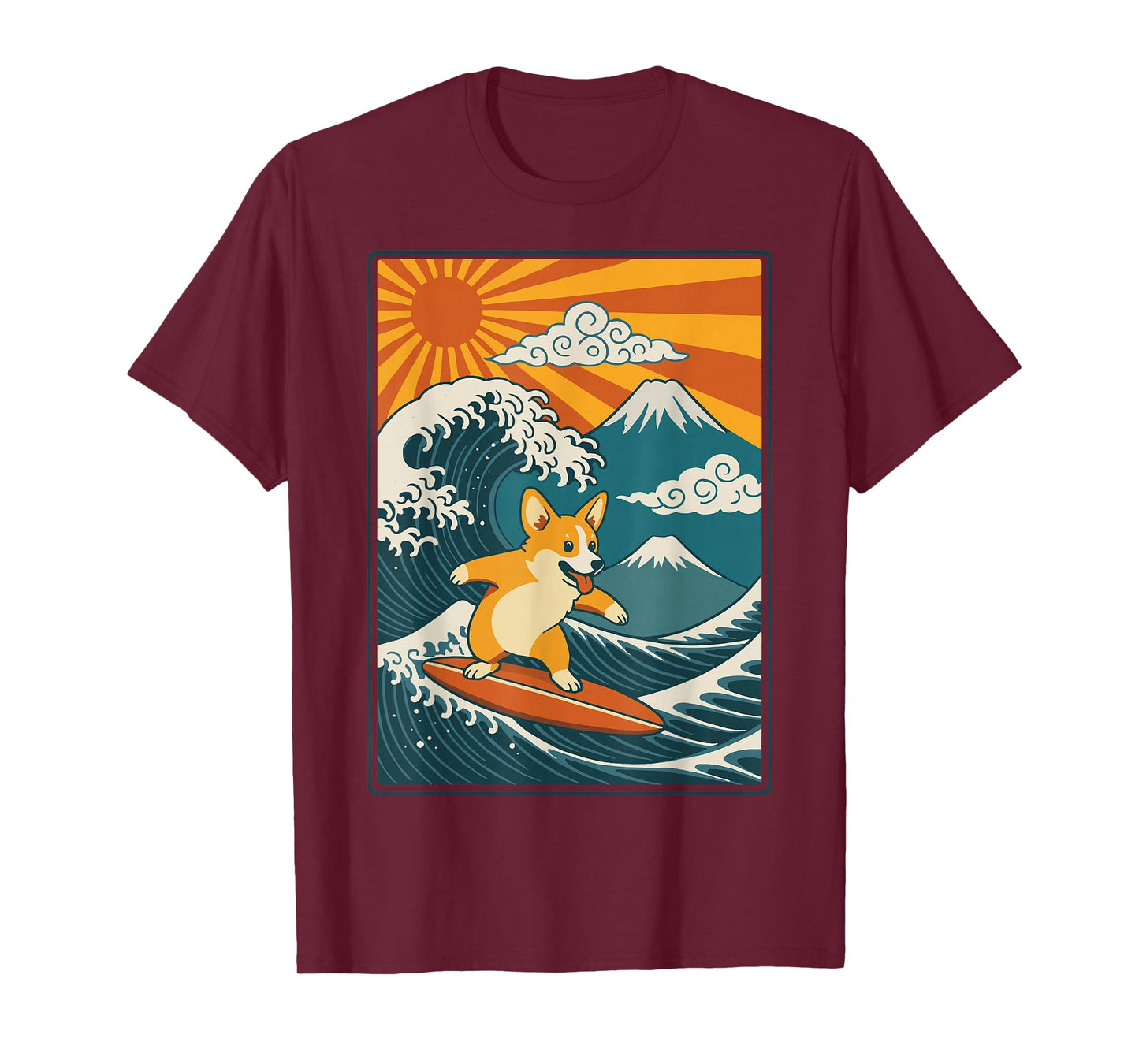 Corgi Surfing Japanese T-Shirt