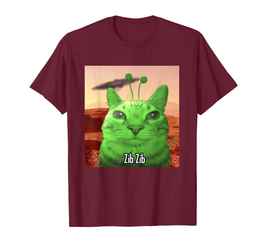 Alien Cat Meme Y2k Funny Space Y2k Meme Silly Cat Men Women T-Shirt
