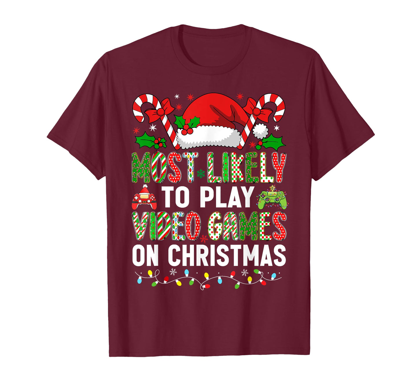 HUGvyn Christmas: Most Likely To Play Video Games Gamer Boys T-Shirt