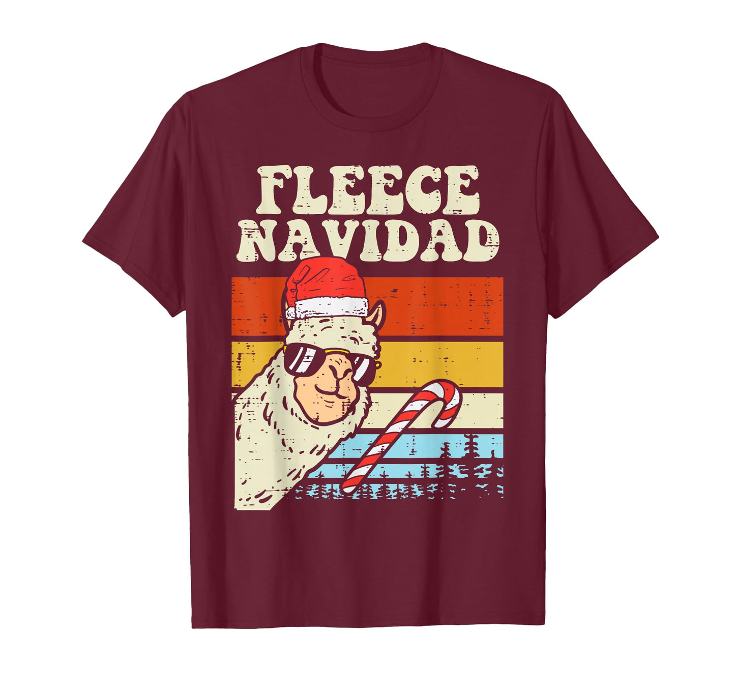 Santa Llama Fleece Navidad Alpaca Christmas Xmas T-Shirt