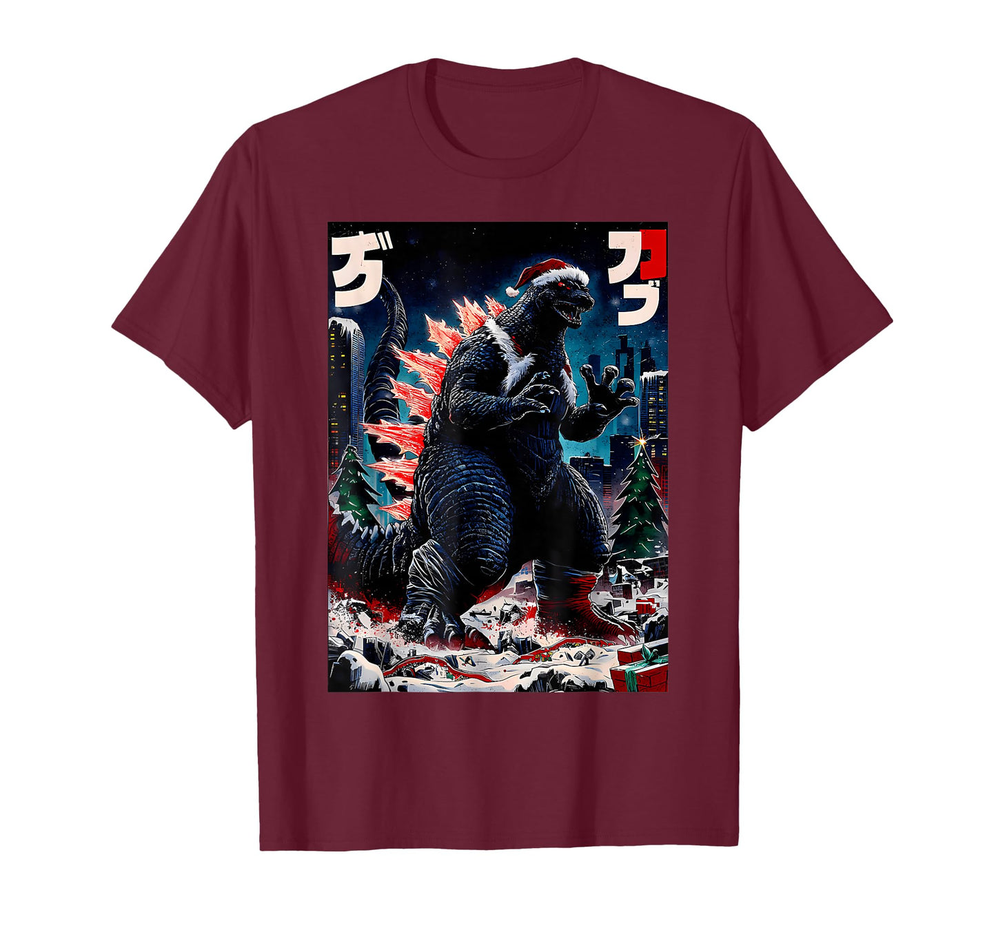 Santazilla Japanese Monster Kaiju Dinosaur Christmas T-Shirt