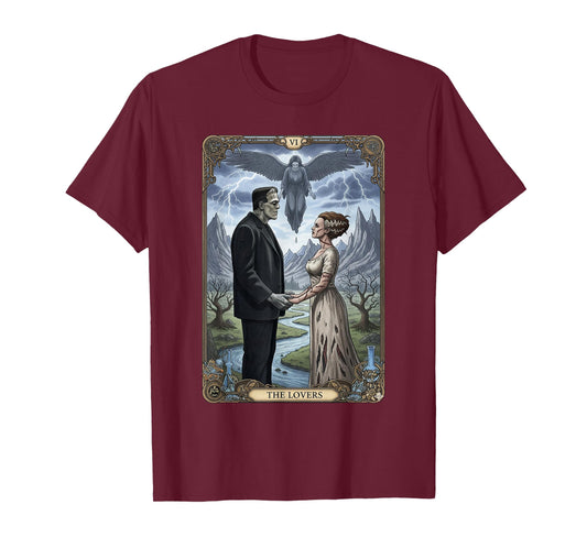 The Monster Frankenstein and Bride Lovers Tarot Card T-Shirt