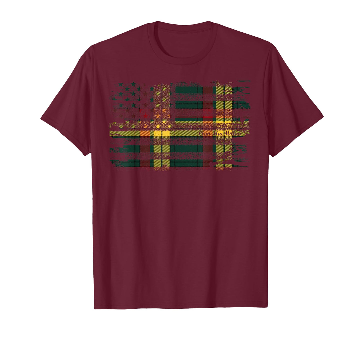 MacMillan surname american flag Scottish Clan tartan T-Shirt for Women Kids Men